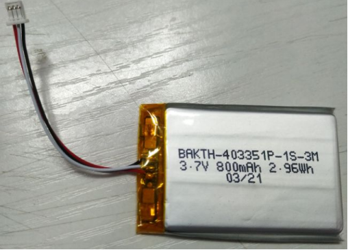 Fábrica de alta qualidade Made Bakth-403351p-1s-3m 3,7V 800mAh Pacaco de bateria de polímero de lítio de 800mA