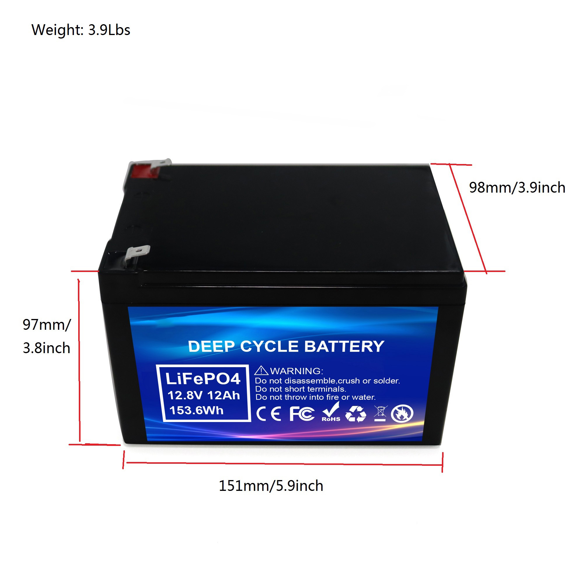 Bateria de LifePO4 de LifePO4 12.8V 12H para aparelho eletrônico para aparelhos eletrônicos