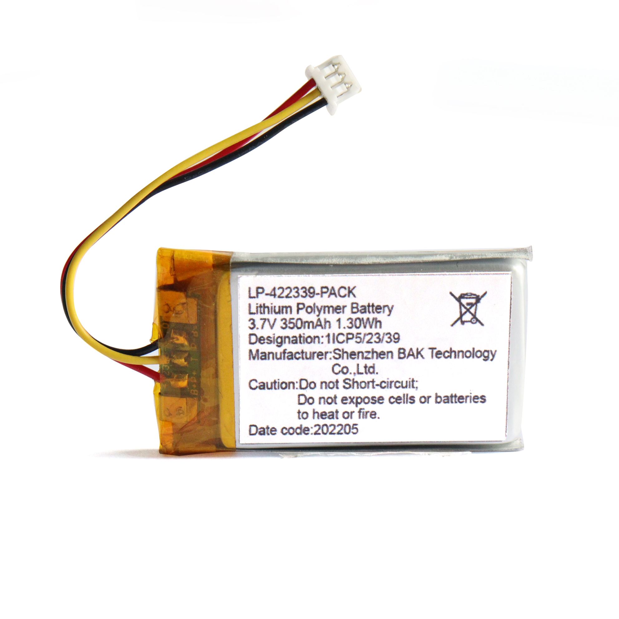 Bateria de polímero de lítio 3.7V350mAh para dispositivo Bluetooth