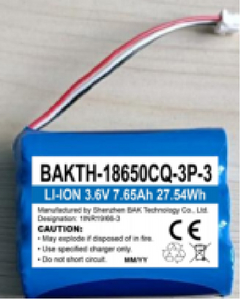 BAKTH-18650CQ-3P-3 3.6V 7650MAH BATERHA DE BATERHA DE BATERIA DE BATERIA DE LITÍCIO