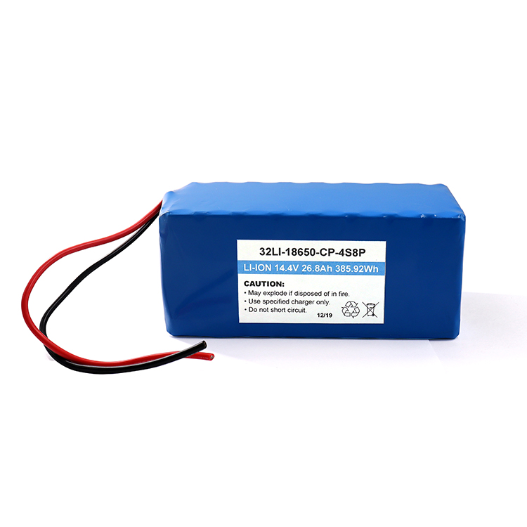 Cell de bateria 18650 recarregável personalizada 14.4V 26.8AH Alta segurança Bateria de íons de lítio